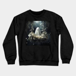 Floral Ghost On The Swing In Forest Halloween Gothic Crewneck Sweatshirt